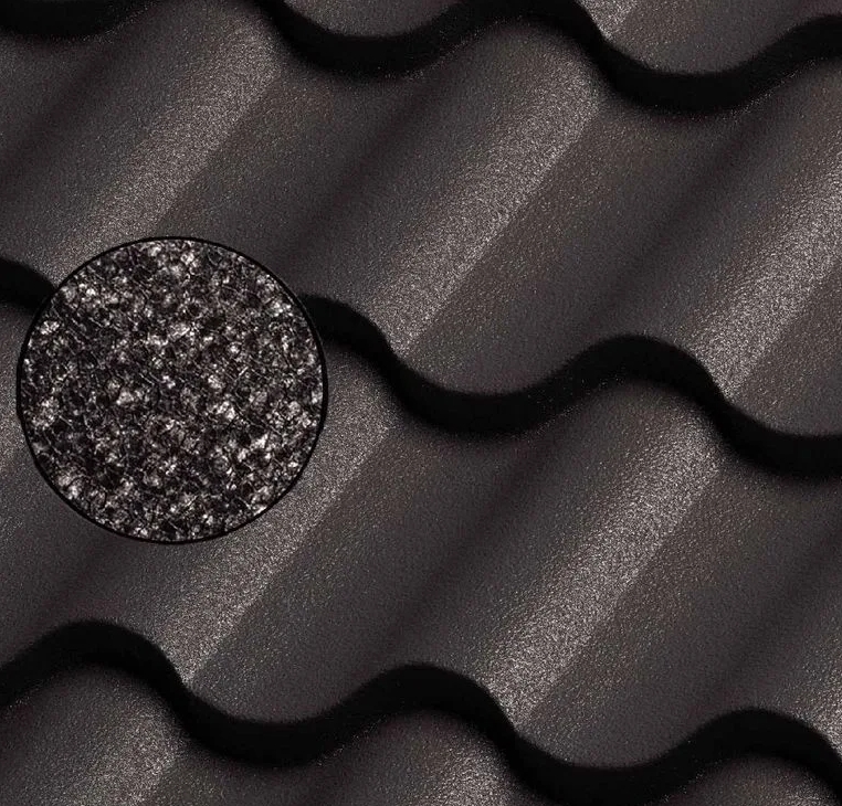 Матовая черепица с крупным волнообразным рисунком. Черепица Монтеросса.