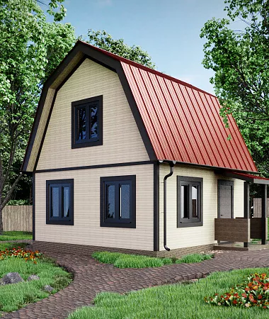 Кедр, каркасный дом, 54 м2