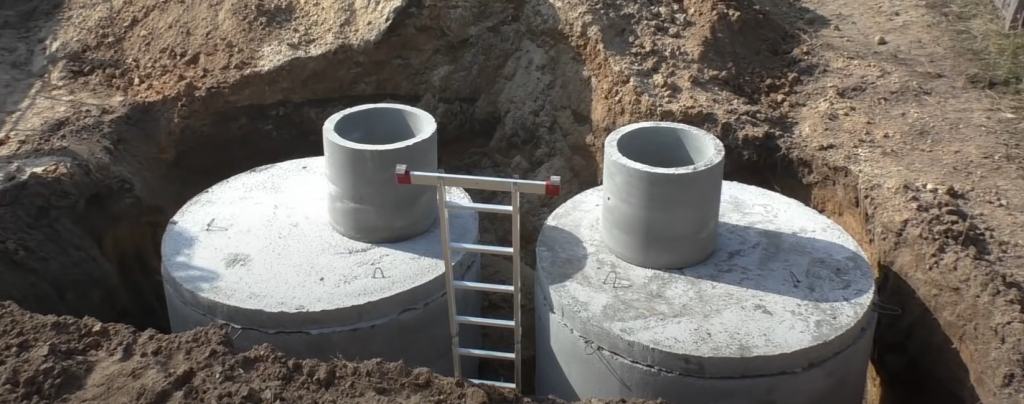 Монтаж септика из бетонных колец