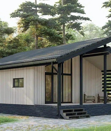 Силуэт, дом из газоблока, 77 м2