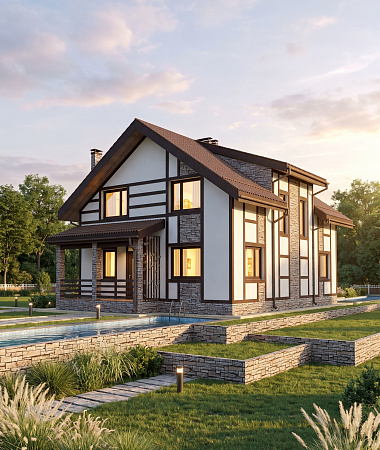 Дуплекс Эдинбург, дом из газоблока, 225 м2