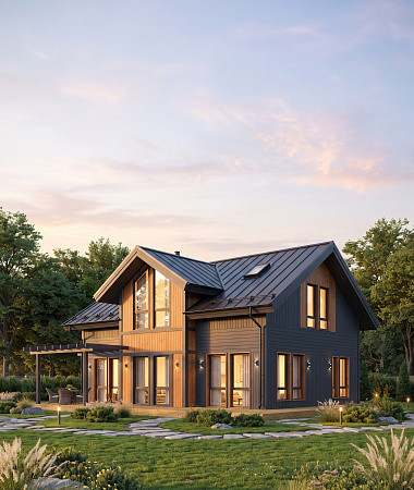 Индиго, каркасный дом, 220 м2