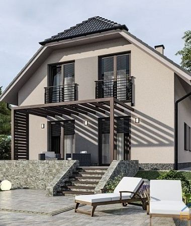 Уединённый, дом из газоблока, 127 м2