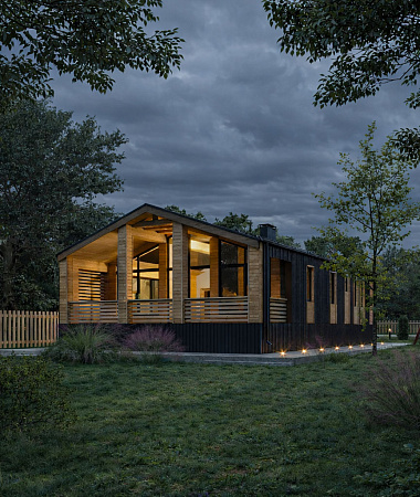 Барнхаус, дом из газоблока, 123 м2