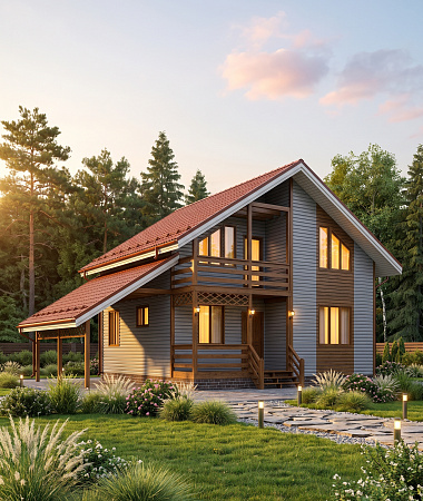 Астерикс, каркасный дом, 111 м2