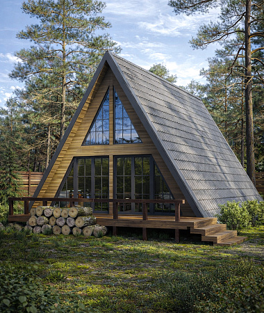 Шалаш, каркасный дом, 64 м2