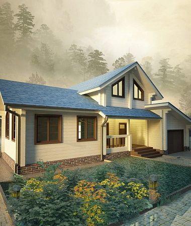 Фермер, дом из клееного бруса, 180 м2