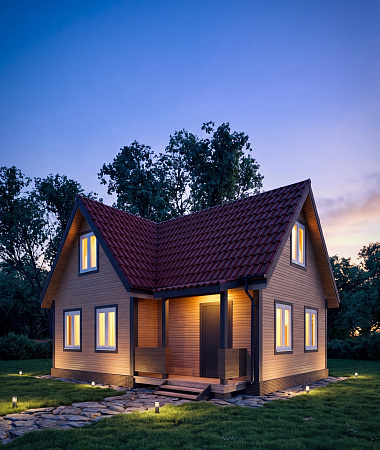 Терем, каркасный дом, 57 м2