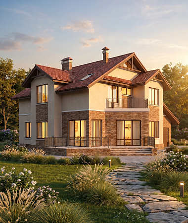 Крепость, монолитно-каркасный дом, 231 м2