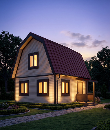 Кедр, каркасный дом, 54 м2